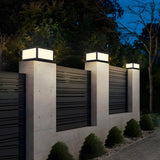 Simple White Rectangular Metal Outdoor Solar Post Light Image - 3