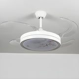 Simple White Retractable 4 Blades Ceiling Fan Light Image - 3