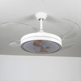 Simple White Retractable 4 Blades Ceiling Fan Light Image - 7