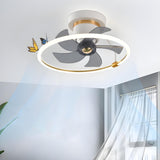 Simple White Ring Butterfly Ceiling Fan with Light Image - 13