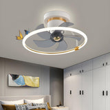 Simple White Ring Butterfly Ceiling Fan with Light Image - 14