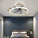 Simple White Ring Butterfly Ceiling Fan with Light Image - 15