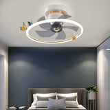 Simple White Ring Butterfly Ceiling Fan with Light Image - 2