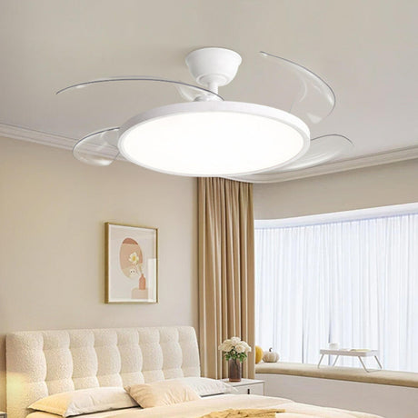 Simple White Round Ceiling Fan with LED Lighting Image - 1