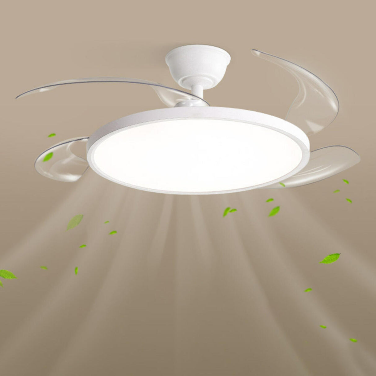 Simple White Round Ceiling Fan with LED Lighting Image - 7