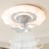 Simple White Round Cloud Modern LED Ceiling Fan Light Image - 17