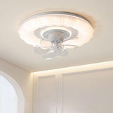 Simple White Round Cloud Modern LED Ceiling Fan Light Image - 2