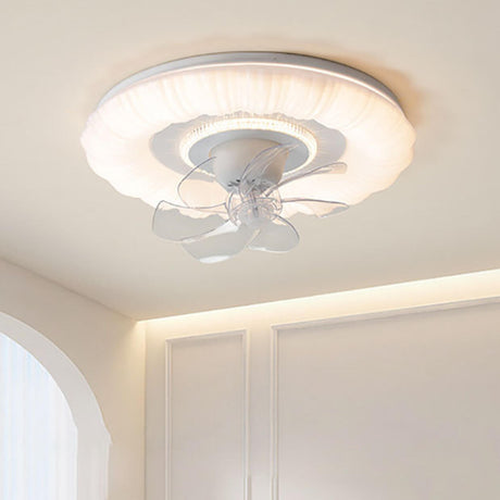 Simple White Round Cloud Modern LED Ceiling Fan Light Image - 2