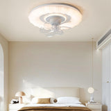 Simple White Round Cloud Modern LED Ceiling Fan Light Image - 4