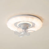 Simple White Round Cloud Modern LED Ceiling Fan Light Image - 7