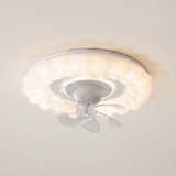 Simple White Round Cloud Modern LED Ceiling Fan Light Image - 8