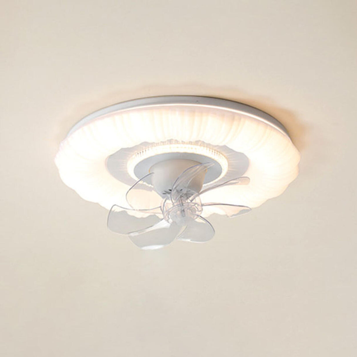 Simple White Round Cloud Modern LED Ceiling Fan Light Image - 9