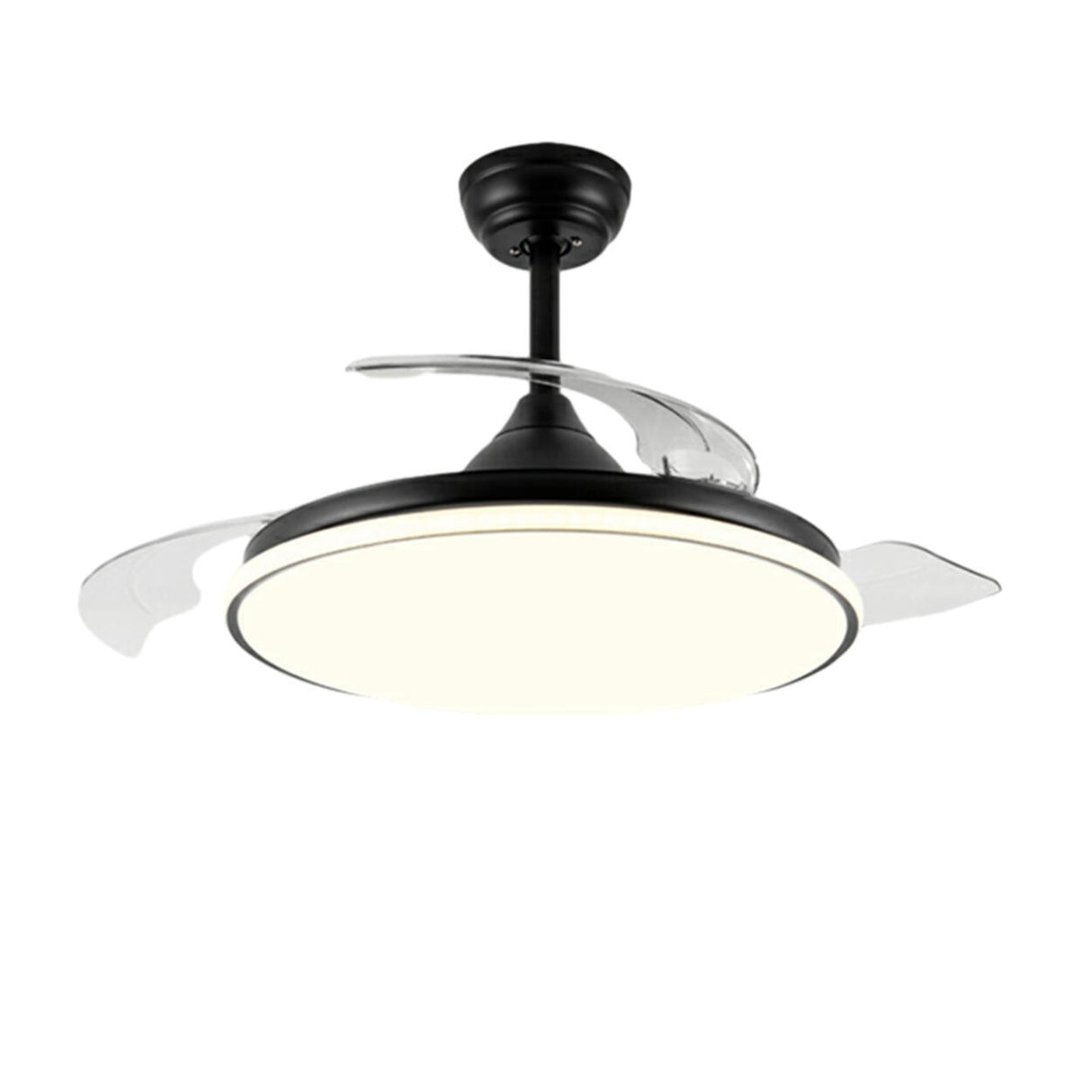 Simple White Round Dimming Ceiling Fan with LED Light Image - 10