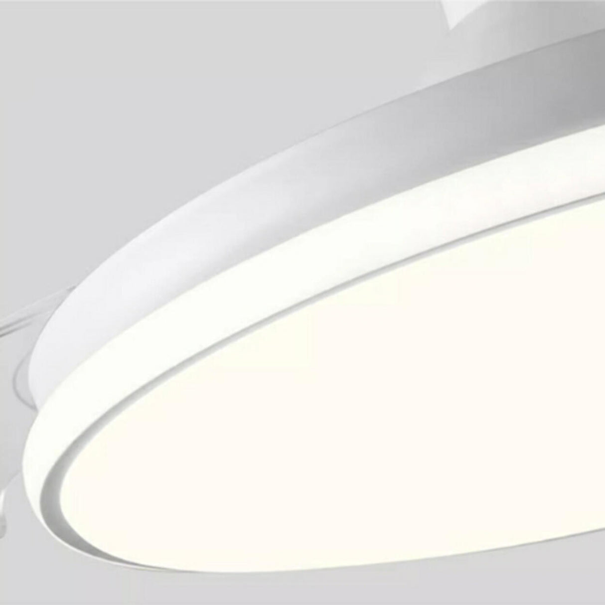 Simple White Round Dimming Ceiling Fan with LED Light Image - 14