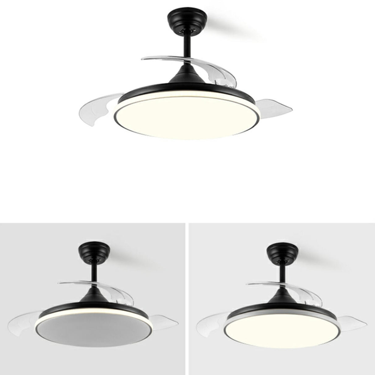 Simple White Round Dimming Ceiling Fan with LED Light Image - 15