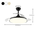 Simple White Round Dimming Ceiling Fan with LED Light Image - 18