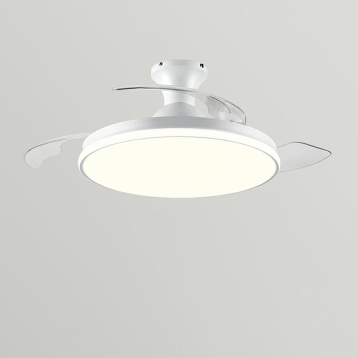 Simple White Round Dimming Ceiling Fan with LED Light Image - 2