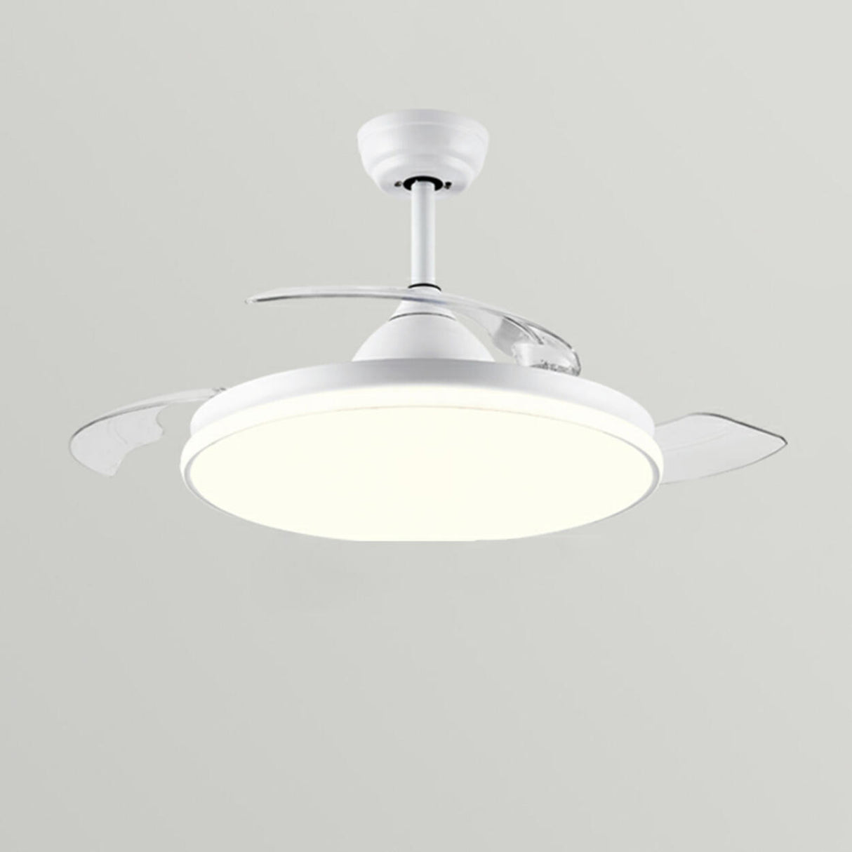 Simple White Round Dimming Ceiling Fan with LED Light Image - 3