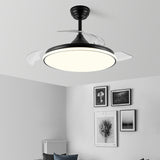 Simple White Round Dimming Ceiling Fan with LED Light Image - 4