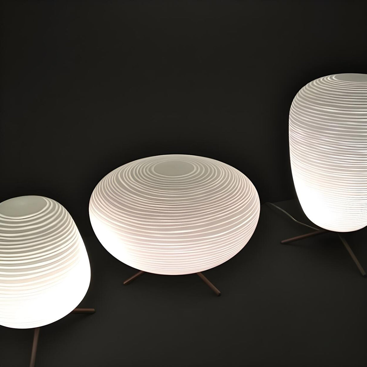 Simple White Round Geometric Glass Decor Table Lamp Image - 8