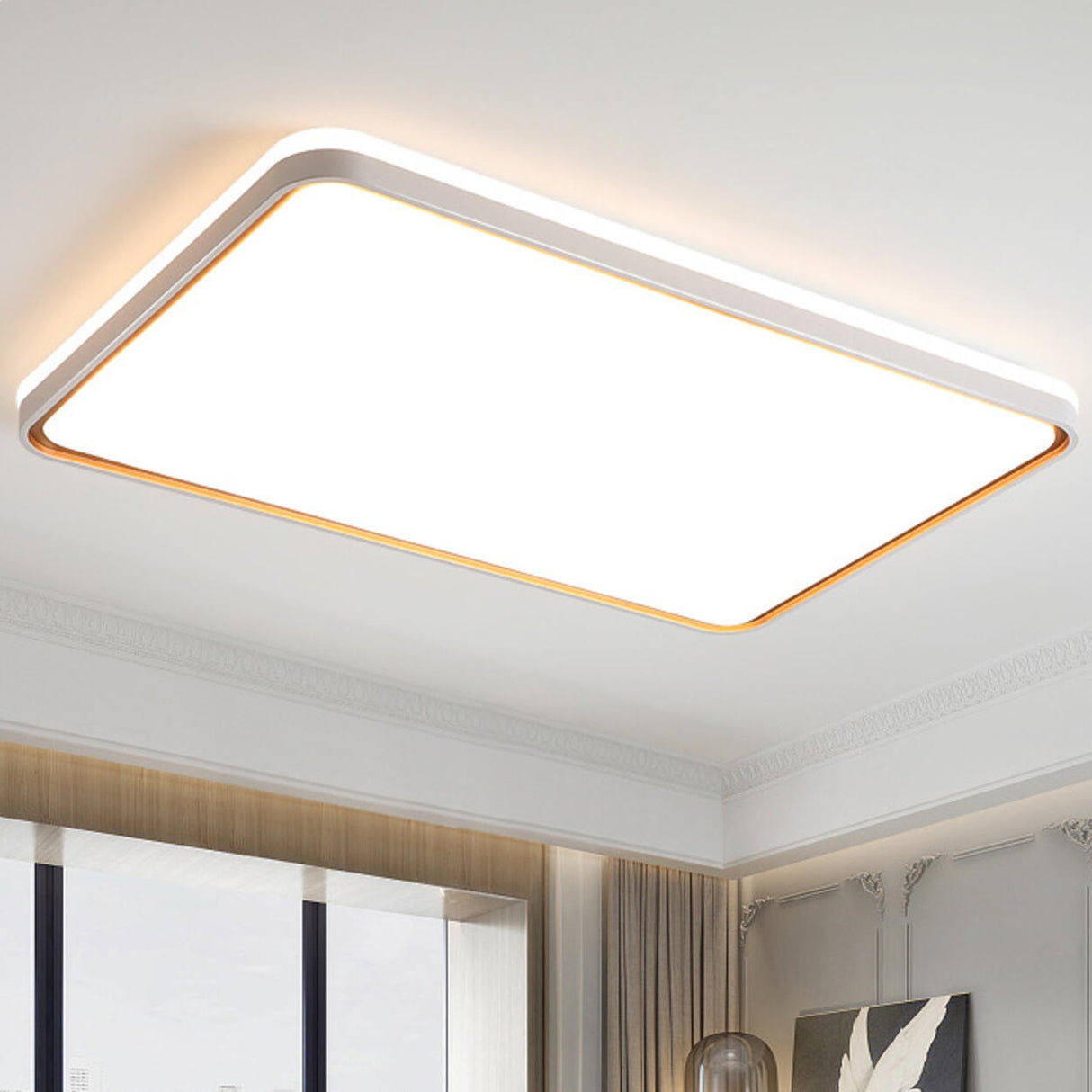 Simple White Round LED Flush Mount Ceiling Lamp Bedroom  Image - 4