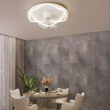 Simple White Round Linear Wave Ceiling Fan with Light Image - 3