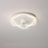 Simple White Round Linear Wave Ceiling Fan with Light Image - 6