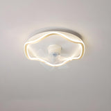 Simple White Round Linear Wave Ceiling Fan with Light Image - 7