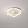 Simple White Round Linear Wave Ceiling Fan with Light Image - 7