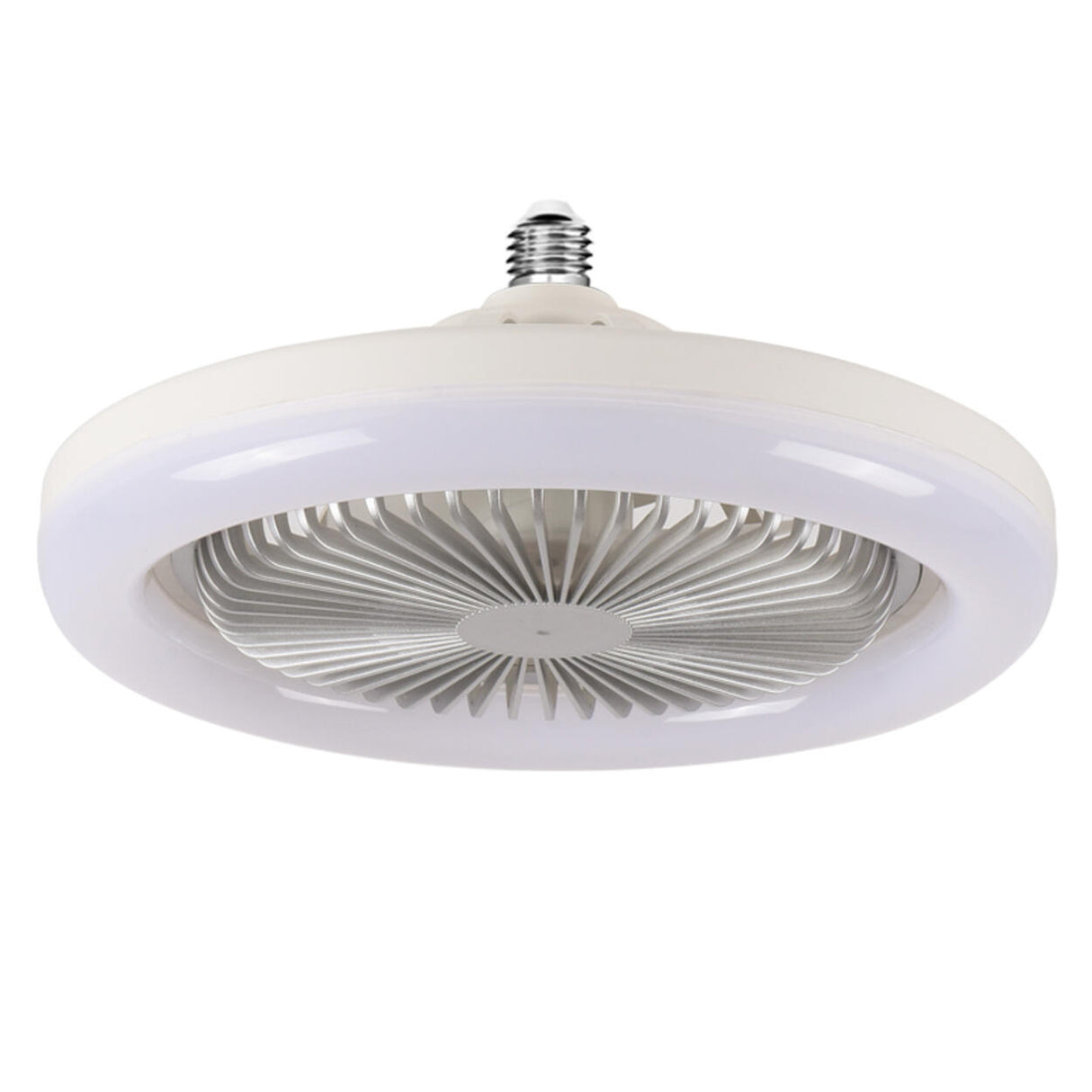 Simple White Round Modern Small Ceiling Fan with Light Image - 10