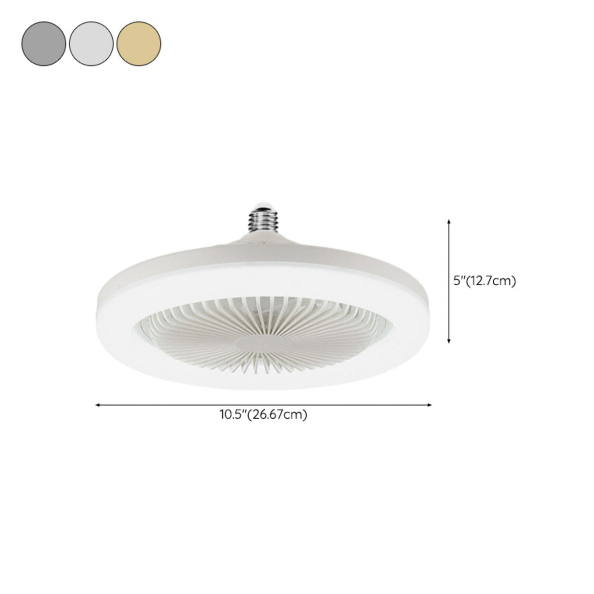 Simple White Round Modern Small Ceiling Fan with Light 