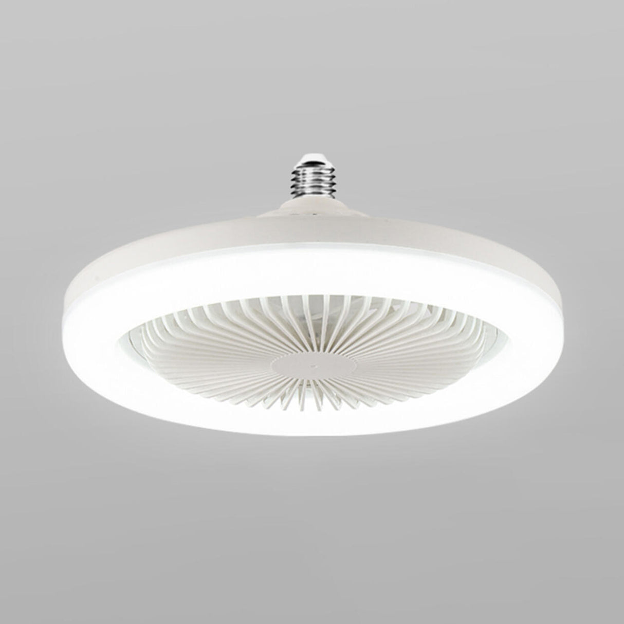 Simple White Round Modern Small Ceiling Fan with Light Image - 3