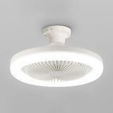 Simple White Round Modern Small Ceiling Fan with Light Image - 7