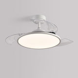 Simple White Round Retractable Blade Ceiling Fan Light Image - 10