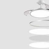 Simple White Round Retractable Blade Ceiling Fan Light Image - 6