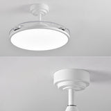 Simple White Round Retractable Blade Ceiling Fan Light Image - 7