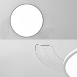 Simple White Round Retractable Blade Ceiling Fan Light Image - 8