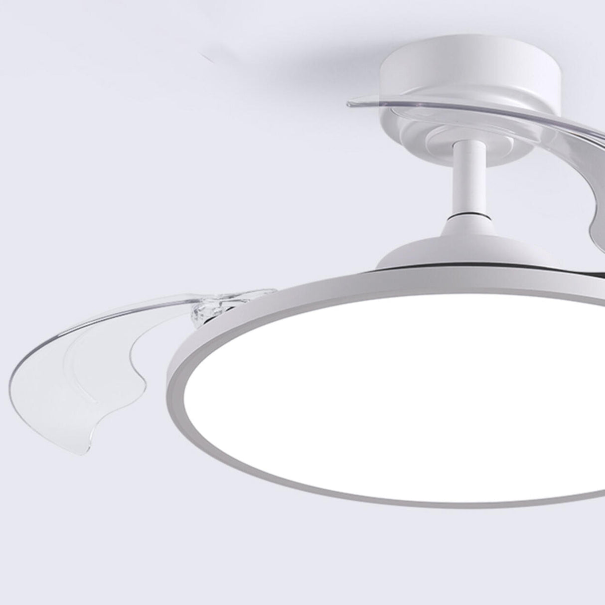 Simple White Round Retractable Blade Ceiling Fan Light Image - 9