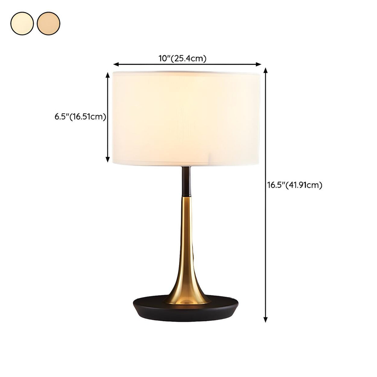 Simple White Sleek Modern Brass Drum Table Lamp 