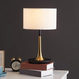 Simple White Sleek Modern Brass Drum Table Lamp Image - 4