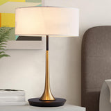 Simple White Sleek Modern Brass Drum Table Lamp Image - 6