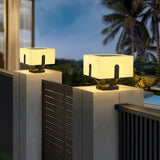 Simple White Square Solar Metal Outdoor Post Light Image - 4