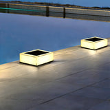 Simple White Square Solar Waterproof Pool Post Light Image - 2