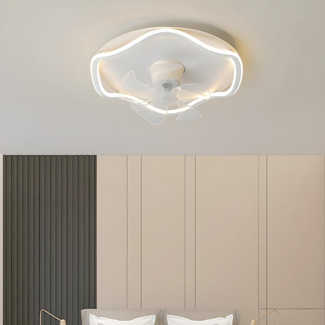 Simple White Streamlined Round Ceiling Fan with Light Image - 1