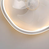 Simple White Streamlined Round Ceiling Fan with Light Image - 10