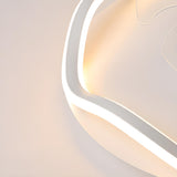 Simple White Streamlined Round Ceiling Fan with Light Image - 11