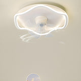 Simple White Streamlined Round Ceiling Fan with Light Image - 12