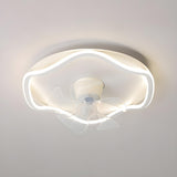 Simple White Streamlined Round Ceiling Fan with Light Image - 2