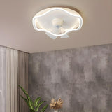 Simple White Streamlined Round Ceiling Fan with Light Image - 4