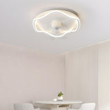 Simple White Streamlined Round Ceiling Fan with Light Image - 6